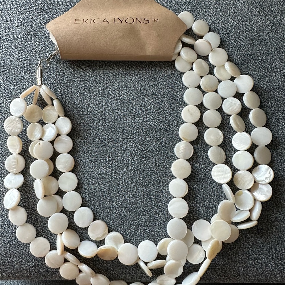 Erica Lyons Cream Mother-of-Pearl Multi-Strand Coin Necklace